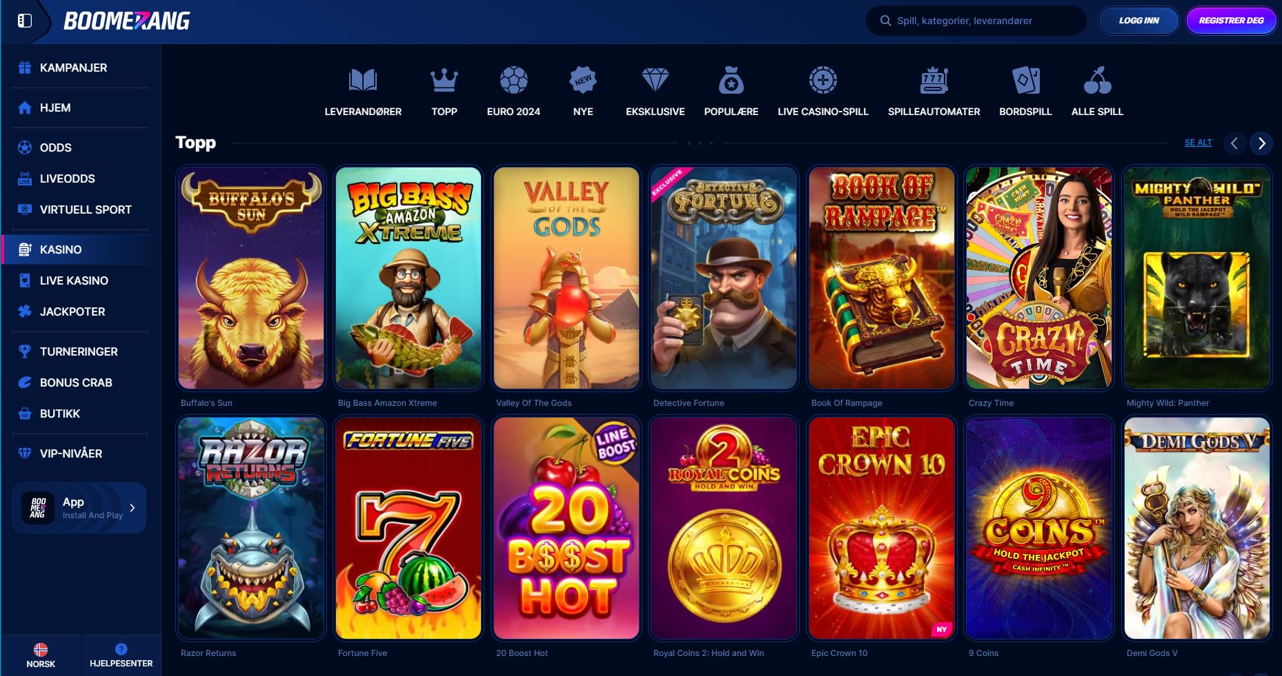 Boomerang Bet Casino Norge (2024)