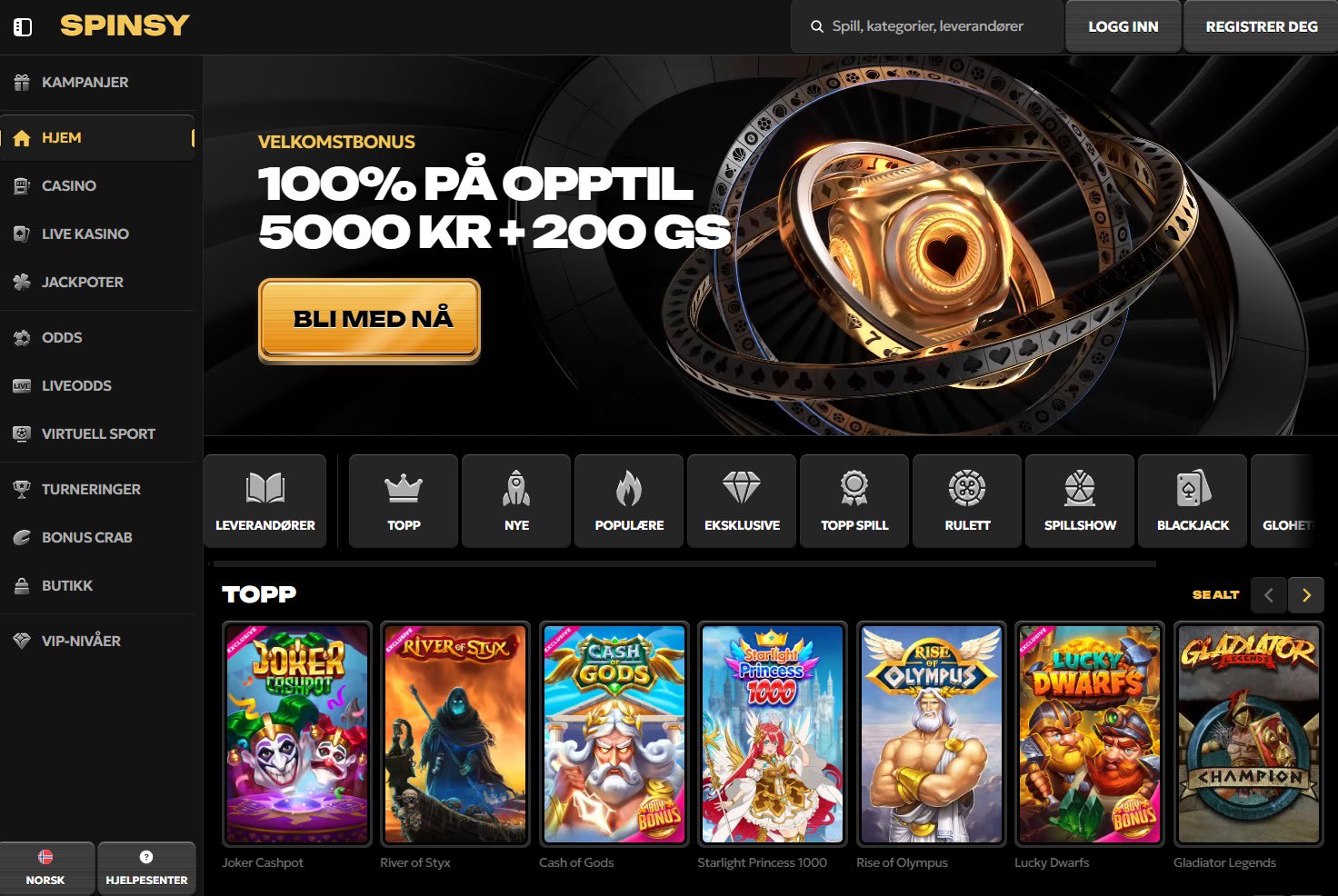 Spinsy Casino Norge 2024