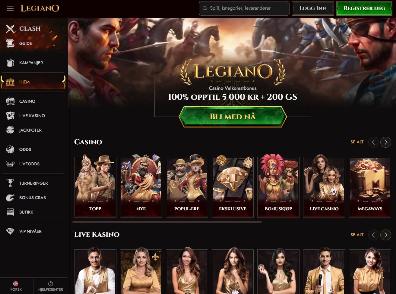 Legiano Casino Norge 2024