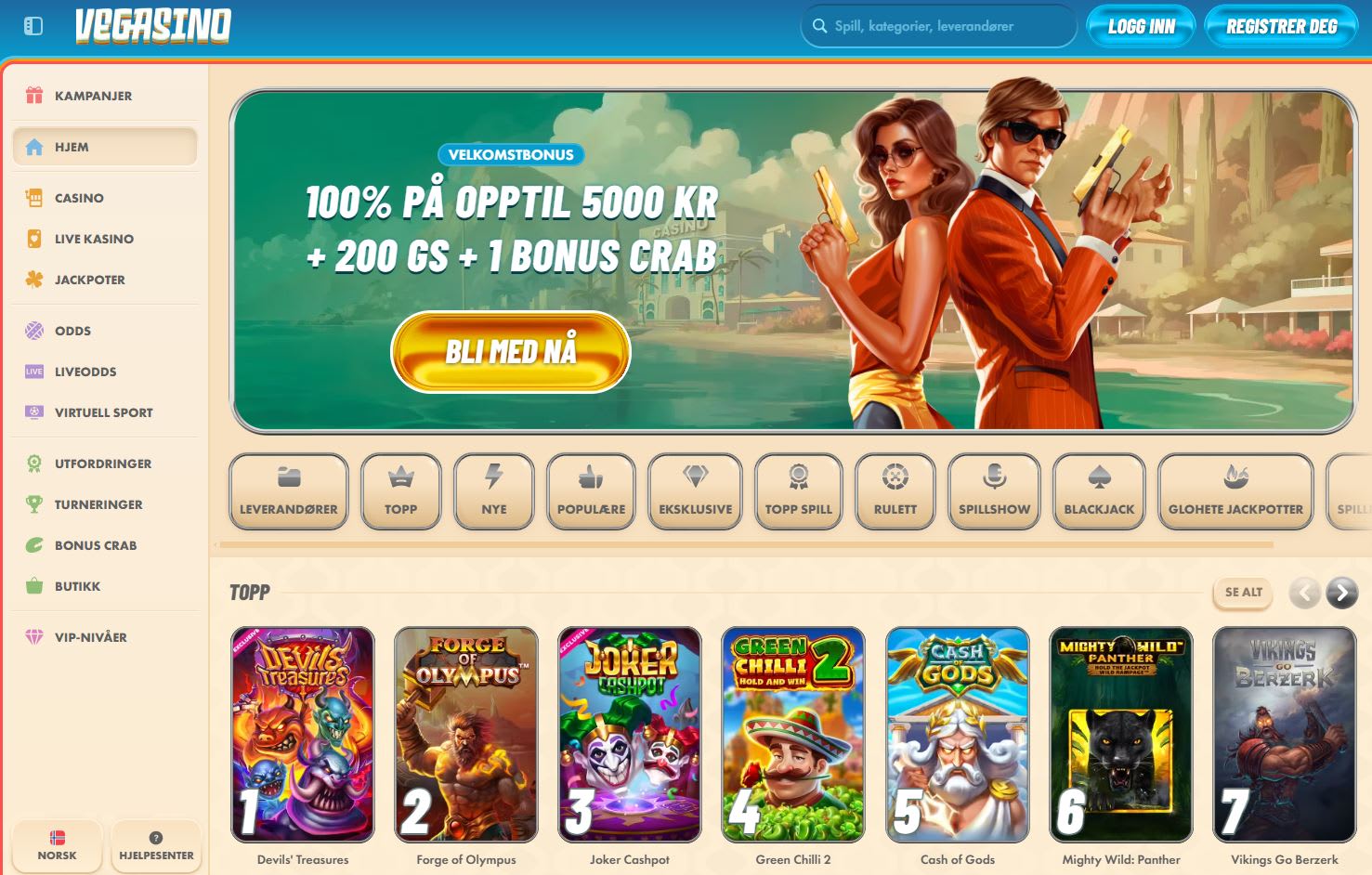 Vegasino Casino Norge 2024