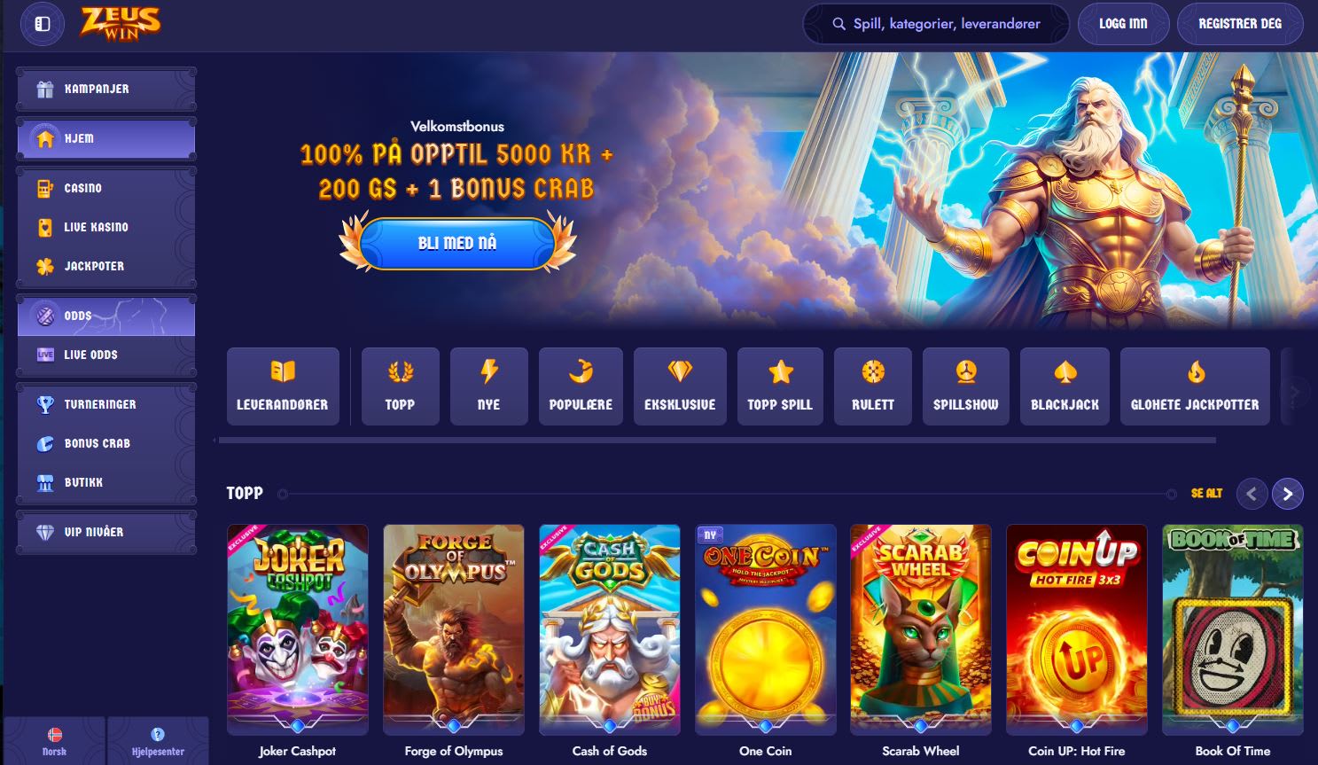 ZeusWin Casino Norge 2024