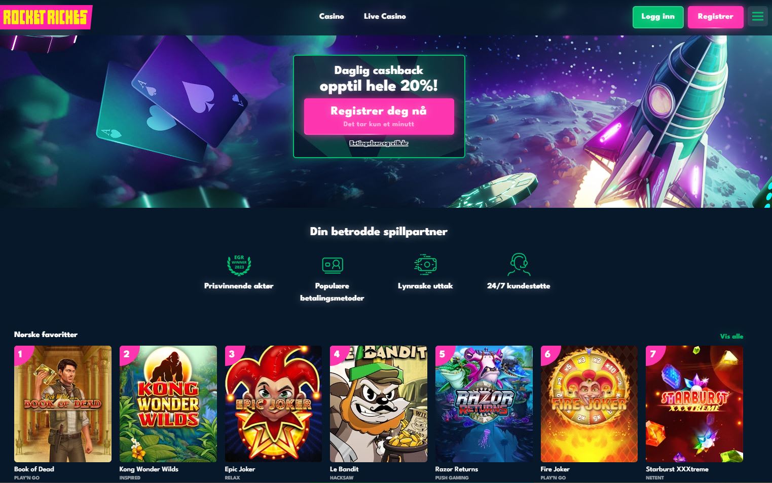 Rocket Riches Casino Norge 2024