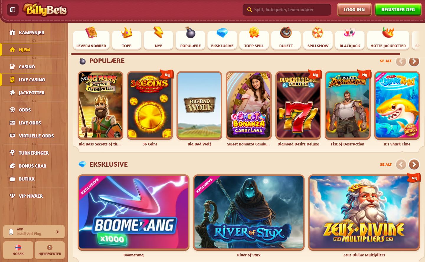 BillyBets Casino Norge 2024