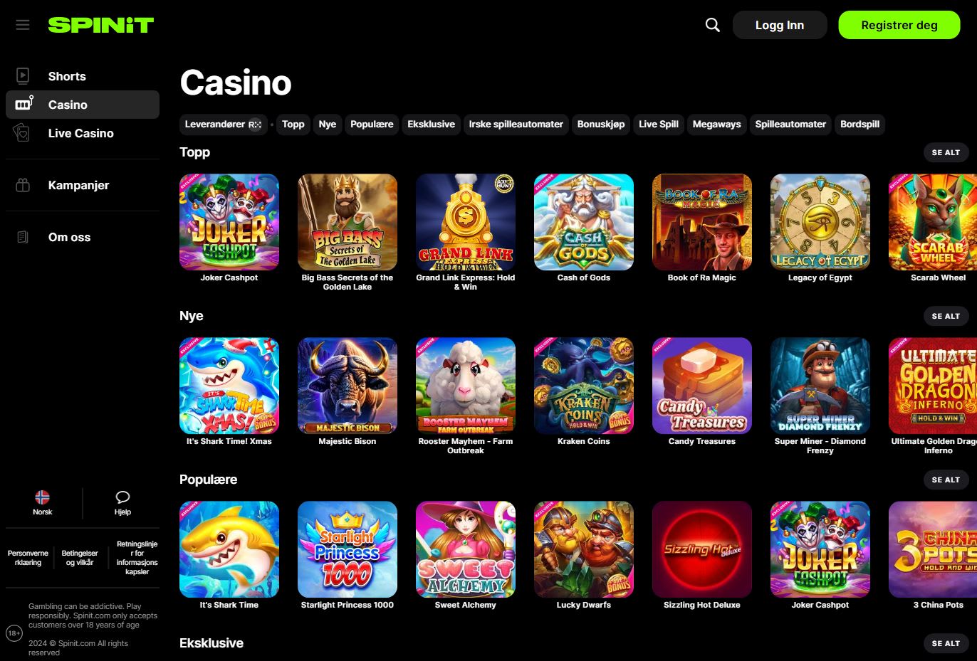Spinit Casino Norge 2024
