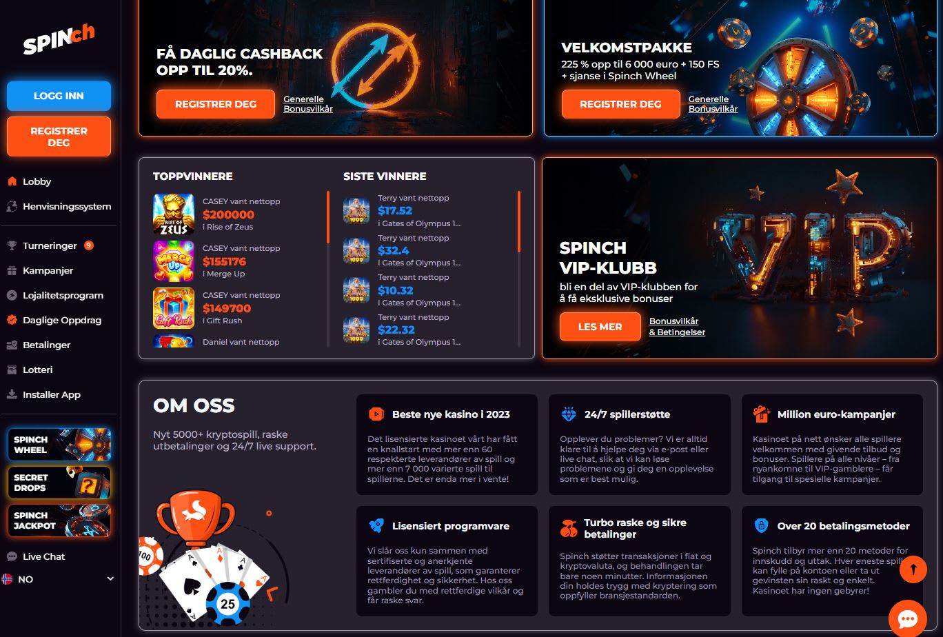 Spinch Casino Norge 2025