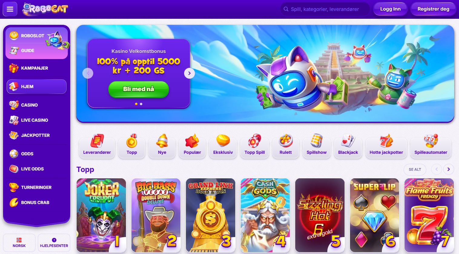 RoboCat Casino Norge 2025