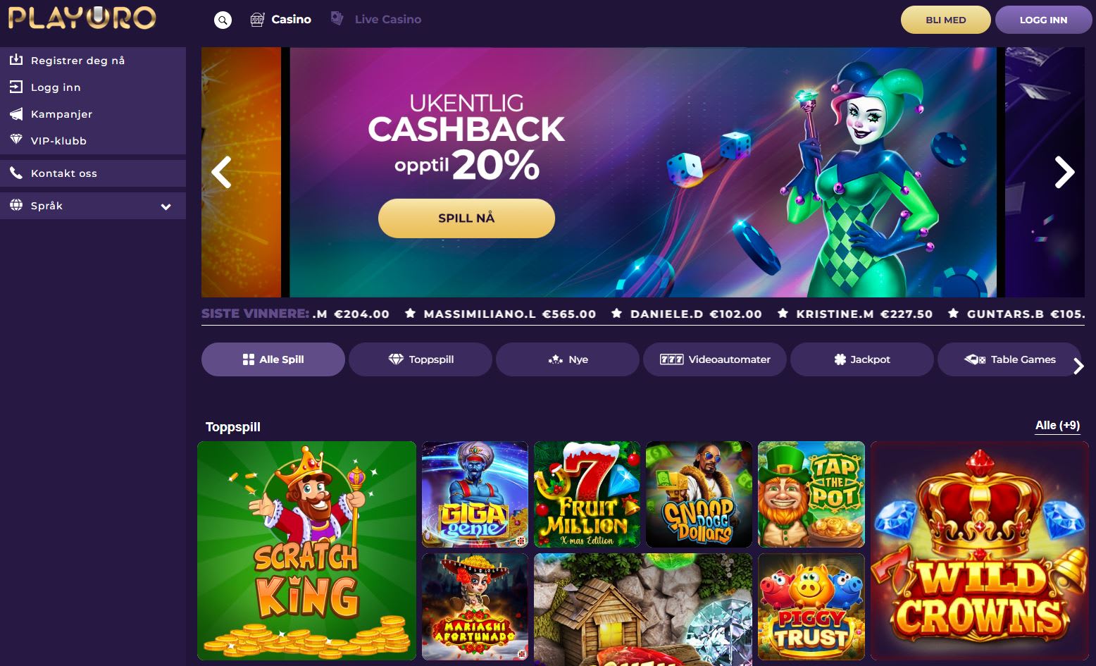 PlayOro Casino Norge 2025