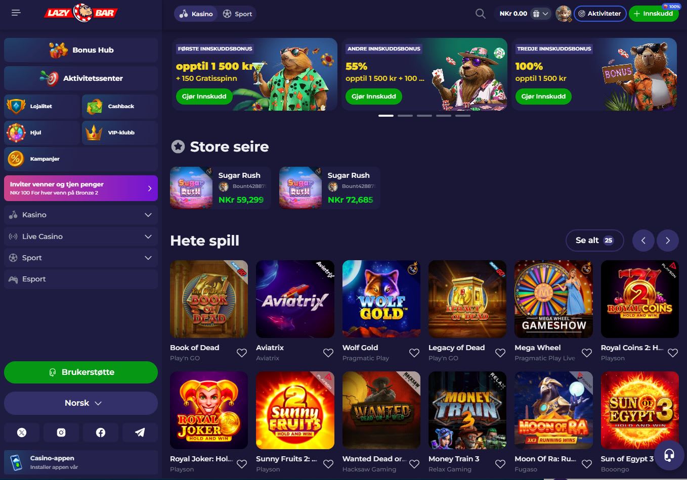 LazyBar Casino Norge 2025