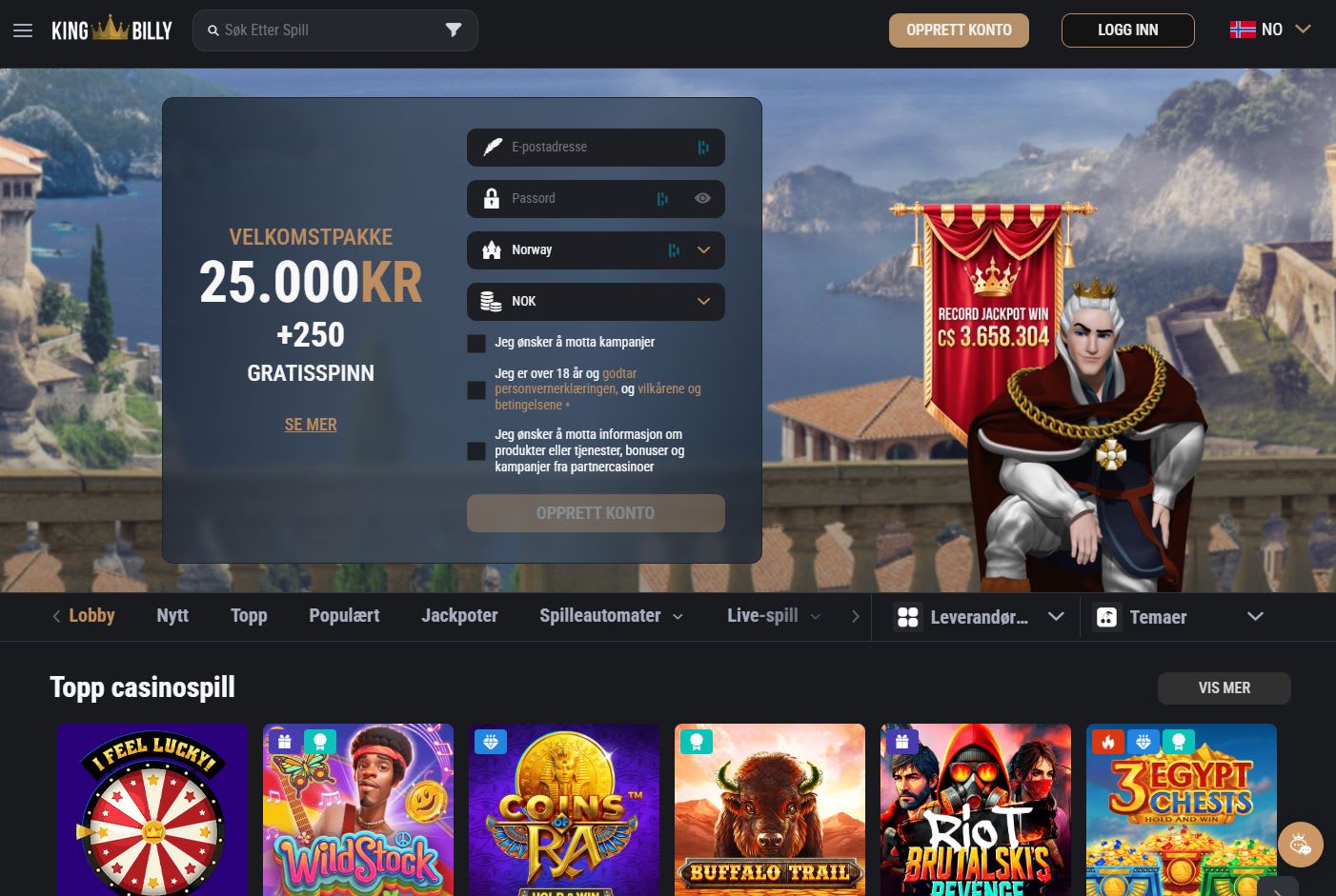 King Billy Casino Norge 2025
