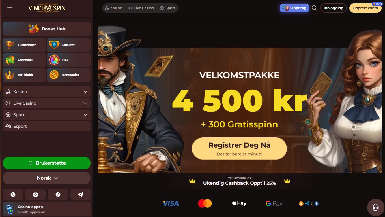 Vinci Spin Casino Norge 2025